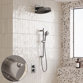 Saniclear Evolution Stripes inbouw regendouche met glijstang en 2 standen handdouche RVS
