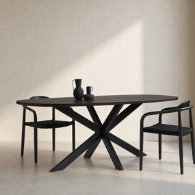 Eettafel Bruin Hout Met Spinpoot 180 Cm - 180 X 100cm.