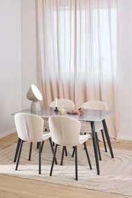 FIORA Beige (stof Apia 453)/zwart frame - MODERNE GESTOFFEERDE STOEL VOOR WOONKAMER/EETKAMER LOFT