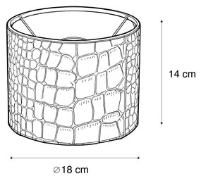 Velours lampenkap krokodil dessin met gouden binnenkant 18/18/14 Klassiek / Antiek rond