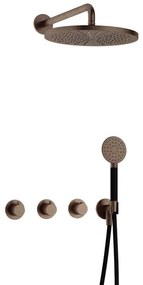 Hotbath Cobber IBS70 Regendoucheset inbouw - 38.5cm wandarm - 30cm ronde hoofddouche - ronde handdouche - verouderd messing IBS70AB15