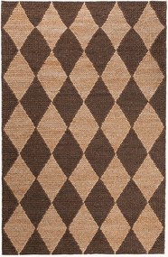 Handgeweven platgeweven juten vloerkleed Effie Diamond
