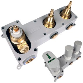 Brauer Stripe inbouwthermostaat met 2 stopkranen RVS geborsteld PVD