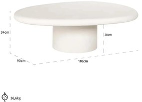 Richmond Interiors Bloomstone Witte Salontafel Organisch - 110 X 90cm.