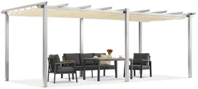 Barbados terraspergola 3x6 m Garden Point wit en beige