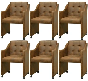 vidaXL Eetkamerstoelen 6 st kunstleer bruin