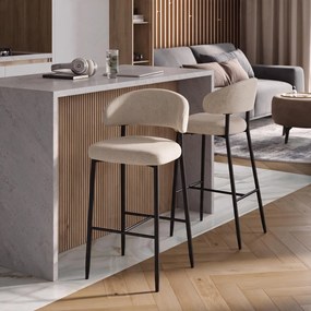 Mazzoni IRIS Beige (stof Basel 24)/zwart onderstel - GESTOFFEERDE BARKRUK VOOR KEUKEN/BAR