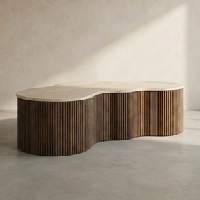 Eleonora Mari Grote Salontafel Organisch Travertin - 129 X 84cm.