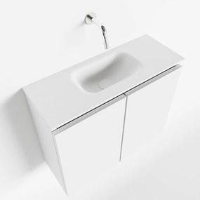 Mondiaz Ture 60cm toiletmeubel talc met wastafel talc midden geen kraangat