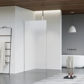Fortifura Galeria inloopdouche - 50x200cm - ribbelglas - plafondarm - chroom SW797947/SW797904/SW804541