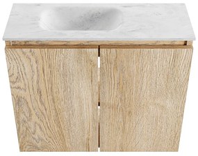 Mondiaz Ture DLux toiletmeubel 60cm washed oak met wastafel opalo links zonder kraangat