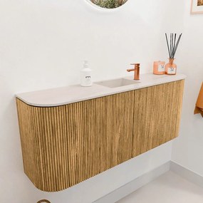 Mondiaz Joya DLux 105cm toiletmeubel ronding links/rechts oak met wastafel faye midden 1 kraangat meli