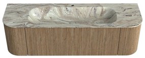 Mondiaz Kurve-dlux 150cm badmeubel ronding links/rechts dusk met 1 lade en 2 deuren en wastafel big medium midden 1 kraangat glace