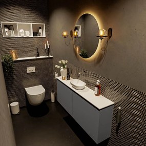 Mondiaz Fowy toiletmeubel 120cm dark grey met witte waskom midden zonder kraangat