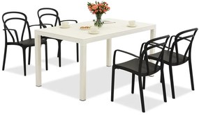 King/Vague wit en antraciet tuinmeubelset voor 4 personen Bica