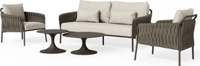 Fiave stoel bank loungeset 5 delig bronze clouded rope SUNS