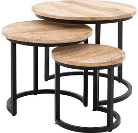 Goossens Salontafel Zida rond, hout mango bruin, urban industrieel, 54 x 45 x 54 cm