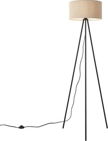 Moderne tripod vloerlamp taupe met velours kap - Luz
