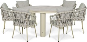 Tuinset Ronde Tuintafel 6 personen 150 cm Rope Zand/Beige Coco Oliva/Arancia