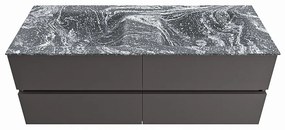 Mondiaz Vica DLux badmeubel 130cm dark grey 4 lades met wastafel lava dubbel zonder kraangat