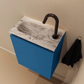 Mondiaz Ture DLux toiletmeubel 40cm jeans met wastafel glace links met kraangat