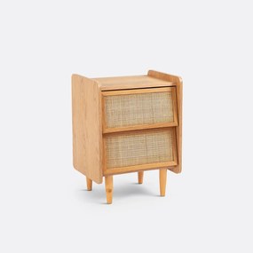 Nachtkastje van riet met 2 laden, Kaya