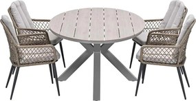 Garden Impressions Kalibo tuinset 5-delig - Tulli tuintafel 180x115 cm - light teak vironwood