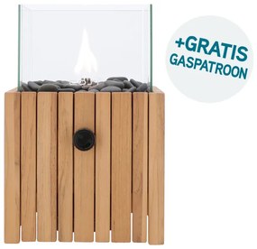 Cosiscoop Timber teak - gaslantaarn met gratis gaspatroon - vierkant