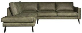 Hoekbank Aster chaise longue links | lederlook Dalton groen 14 | 2,22 x 2,62 mtr breed
