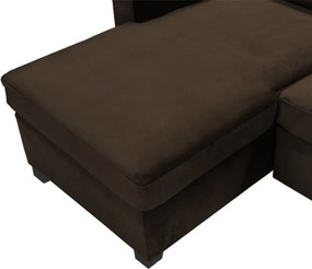 Loungebank Swing chaise longue links | velours Brunei bruin 13 | 2,08 x 1,36 mtr breed