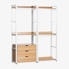 Open Modulaire Kast Van 2 Delen Met Lades Van Staal En Mdf Ariaster Natuurlijk - Sklum