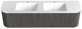 Mondiaz Kurve 170cm badmeubel ronding links/rechts shadow met 1 lade en 2 deuren en wastafel cloud dubbel 2 kraangaten