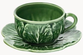 Handbeschilderde kopjes Cabbage met schoteltjes, 4 stuks