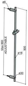 Hotbath Archie glijstang 90cm RVS