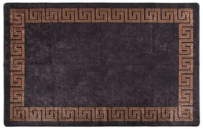 vidaXL Vloerkleed wasbaar anti-slip 160x230 cm zwart en goudkleurig