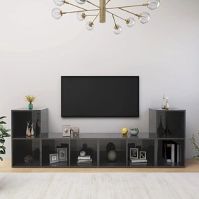 vidaXL Tv-meubelen 4 st 72x35x36,5 cm spaanplaat hoogglans grijs