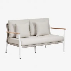 Salbury Tuinbank 2-zits In Teakhout En Aluminium Wit - Sklum