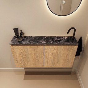 Mondiaz Ture DLux toiletmeubel 100cm washed oak met wastafel lava rechts met kraangat