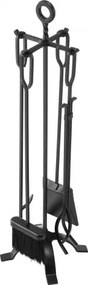 VEVOR Haardgereedschapset, 5-delige kachelgereedschapset, vierpuntige standaard, tang, asschep, borstel, pook, haardset, smeedijzeren haardaccessoires voor kampvuren, zwart