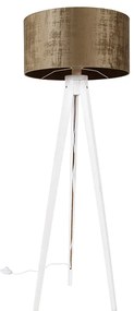 Moderne vloerlamp tripod wit met kap bruin 50 cm - Tripod Classic Modern E27 rond Binnenverlichting Lamp