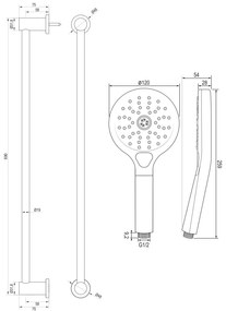 Brauer Gunmetal Carving thermostatische douchekraan met glijstang en 3 standen handdouche gunmetal geborsteld PVD