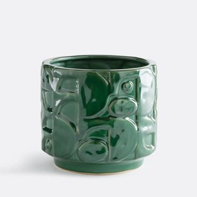 Bloempot van reliëfkeramiek, diameter 21 cm, KYRIA