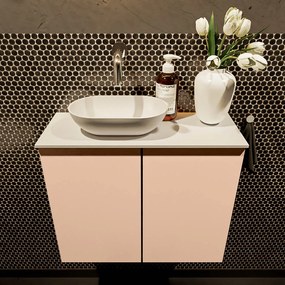 Mondiaz Fowy toiletmeubel 60cm rosee met witte waskom links zonder kraangat