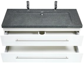 Saniclear Granite 130cm wit badkamermeubel met graniet bovenblad met 2 kraangaten