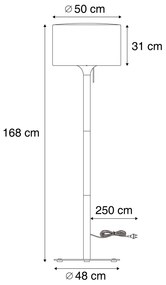 Moderne buiten vloerlamp zwart met witte kap IP44 - Mississippi Modern E27 IP44 Buitenverlichting rond