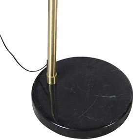 Booglamp messing met marmer en stoffen kap grijs 45 cm - XXL