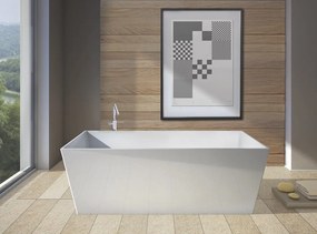 Gelco Kvadrie rechthoekig vrijstaand bad wit glans mineraalmarmer 160x65cm