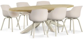 Tuinset 6 personen 240 cm Kunststof Taupe Lifestyle Garden Furniture Salina/Brookline
