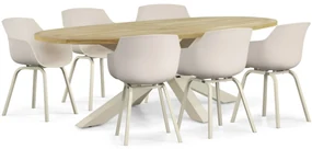Tuinset 6 personen 240 cm Kunststof Taupe Lifestyle Garden Furniture Salina/Brookline