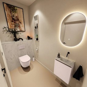 Mondiaz Ture DLux toiletmeubel 40cm rosee met wastafel opalo rechts zonder kraangat